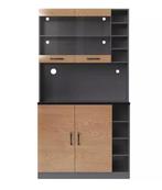 Keuken highboard met LED – houten buffetkast 100×47×187 cm, Verzenden, Nieuw