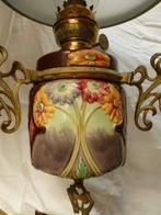 Lamp - Brons, Glas, Keramiek - petroleum hanglamp