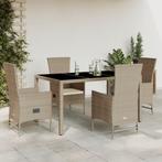 vidaXL 5-delige Tuinset met kussens poly rattan beige, Tuin en Terras, Tuinsets en Loungesets, 4 zitplaatsen, Nieuw, Tuinset, Verzenden