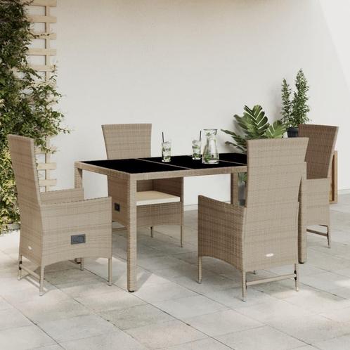 vidaXL 5-delige Tuinset met kussens poly rattan beige, Tuin en Terras, Tuinsets en Loungesets, Tuinset, Nieuw, 4 zitplaatsen, Rotan