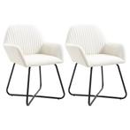 vidaXL Eetkamerstoelen 2 st stof crèmekleurig, Huis en Inrichting, Stoelen, Verzenden, Nieuw