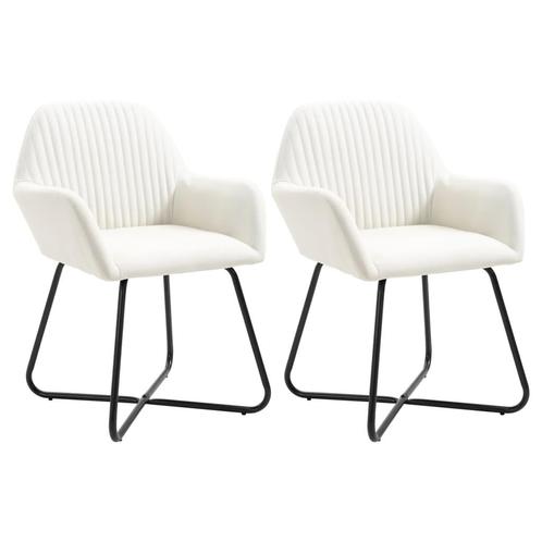 vidaXL Eetkamerstoelen 2 st stof crèmekleurig, Huis en Inrichting, Stoelen, Nieuw, Verzenden
