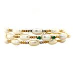 Vintage gouden armband met parel, smaragd en diamant 18 krt, Sieraden, Tassen en Uiterlijk, Armbanden, Ophalen of Verzenden, Nieuw