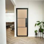 Stalen Binnendeur - 3 Vlaks - Mat glas - Met slot, Minder dan 80 cm, Binnendeur, Nieuw, Metaal