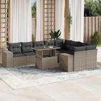 vidaXL 10-delige Loungeset met kussens poly rattan, Verzenden, Nieuw, Rotan, Loungeset