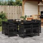 vidaXL 9-delige Tuinset poly rattan zwart, Nieuw, 8 zitplaatsen, Tuinset, Verzenden