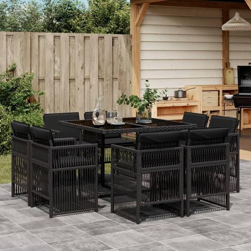 vidaXL 9-delige Tuinset poly rattan zwart, Tuin en Terras, Tuinsets en Loungesets, Tuinset, Nieuw, 8 zitplaatsen, Rotan, Verzenden