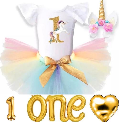 1 driedelig eerste verjaardag set Unicorn Dream deLuxe, Kinderen en Baby's, Babykleding | Maat 80, Meisje, Nieuw, Setje, Verzenden