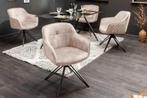 Draaibare design stoel EUPHORIA champagne grijs fluweel met, Huis en Inrichting, Stoelen, Ophalen of Verzenden, Nieuw