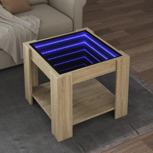 vidaXL Salontafel met LED 53x53x45 cm bewerkt hout sonoma, Huis en Inrichting, Tafels | Salontafels, 50 tot 100 cm, Nieuw, Overige houtsoorten