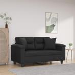 vidaXL Tweezitsbank met sierkussens 120 cm kunstleer zwart, Huis en Inrichting, Verzenden, 150 tot 200 cm, Leer, Nieuw