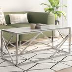 vidaXL Salontafel roestvrijstaal en gehard glas, Minder dan 50 cm, Verzenden, Nieuw, Metaal
