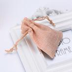 Giftbag bruin linnen / jute 7*9 cm pak +/- 50st, Ophalen of Verzenden, Nieuw