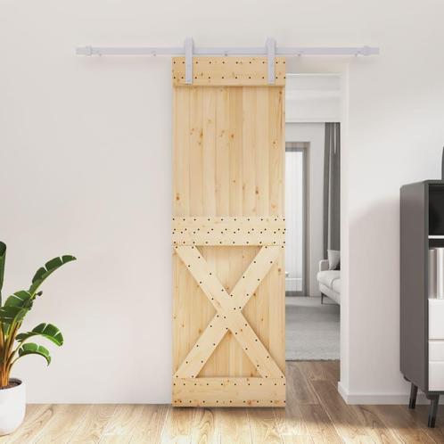 vidaXL Schuifdeur met beslag 70x210 cm massief grenenhout, Doe-het-zelf en Verbouw, Deuren en Horren, Nieuw, Verzenden