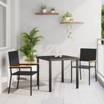 vidaXL Stapelbare Tuinstoelen - 2-delige Set in Zwart Poly, Tuin en Terras, Tuinstoelen, Verzenden, Nieuw, Rotan