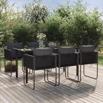 vidaXL 7-delige Tuinset zwart, Verzenden, 6 zitplaatsen, Nieuw, Rvs