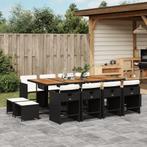 vidaXL 13-delige Tuinset met kussens poly rattan zwart, 2 zitplaatsen, Nieuw, Tuinset, Verzenden