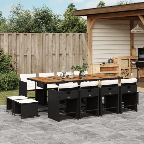 vidaXL 13-delige Tuinset met kussens poly rattan zwart, Tuin en Terras, Tuinsets en Loungesets, Tuinset, Nieuw, 2 zitplaatsen