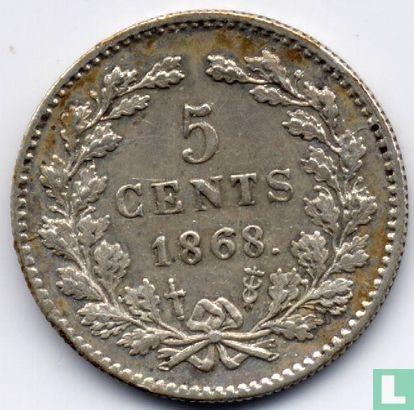 Nederland 5 cents 1868, Postzegels en Munten, Munten | Nederland, Losse munt, 5 cent, Goud, Zilver, Verzenden
