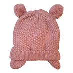 Beanie with ears and 2 pompoms- 4/9M, Verzenden, Nieuw