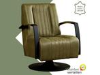 Leren draaifauteuil Galaxy - Vintage Olive (olijf/groen) -, Huis en Inrichting, Nieuw, Ophalen of Verzenden, 50 tot 75 cm, Industrieel, Modern