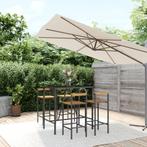 vidaXL 5-delige Tuinbarset poly rattan en massief acaciahout, Verzenden, Nieuw, Rotan, 4 zitplaatsen