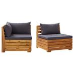 vidaXL 2-delige Loungeset met kussens massief acaciahout, Tuin en Terras, Tuinsets en Loungesets, Verzenden, Nieuw, Hardhout, Loungeset