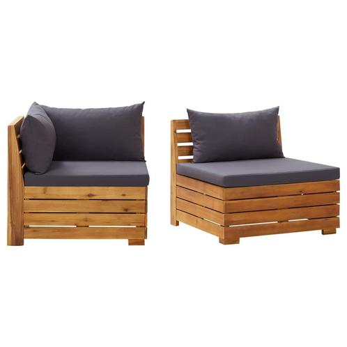 vidaXL 2-delige Loungeset met kussens massief acaciahout, Tuin en Terras, Tuinsets en Loungesets, Loungeset, Nieuw, Hardhout, Verzenden