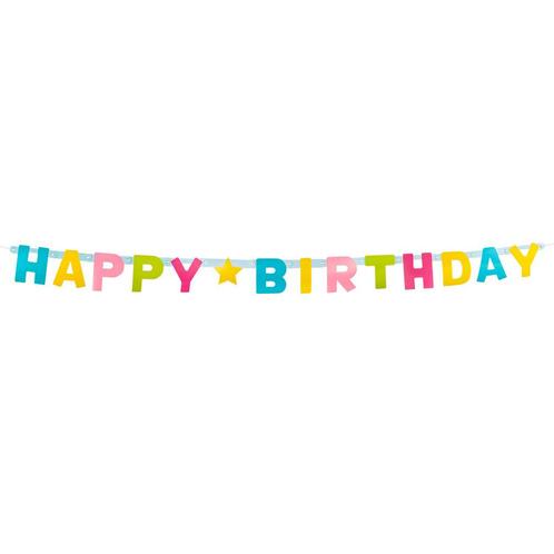 Happy Birthday Letterslinger Gekleurd 1,5m, Hobby en Vrije tijd, Feestartikelen, Nieuw, Verzenden