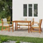 vidaXL 4-delige Tuinset met kussens massief acaciahout, Tuin en Terras, Verzenden, Nieuw, Hardhout, Tuinset
