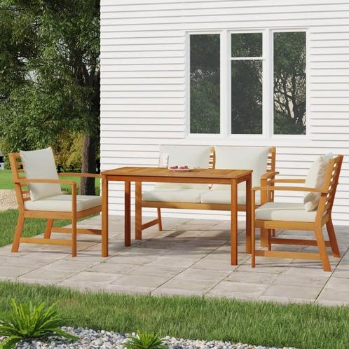 vidaXL 4-delige Tuinset met kussens massief acaciahout, Tuin en Terras, Tuinsets en Loungesets, Tuinset, Nieuw, Hardhout, Verzenden