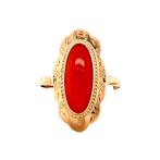 Gouden ring met bloedkoraal 14 krt, Sieraden, Tassen en Uiterlijk, Ringen, Ophalen of Verzenden, Nieuw