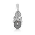 Hanger - 18 karaat Witgoud - 0.41ct. tw. Parel - Diamant