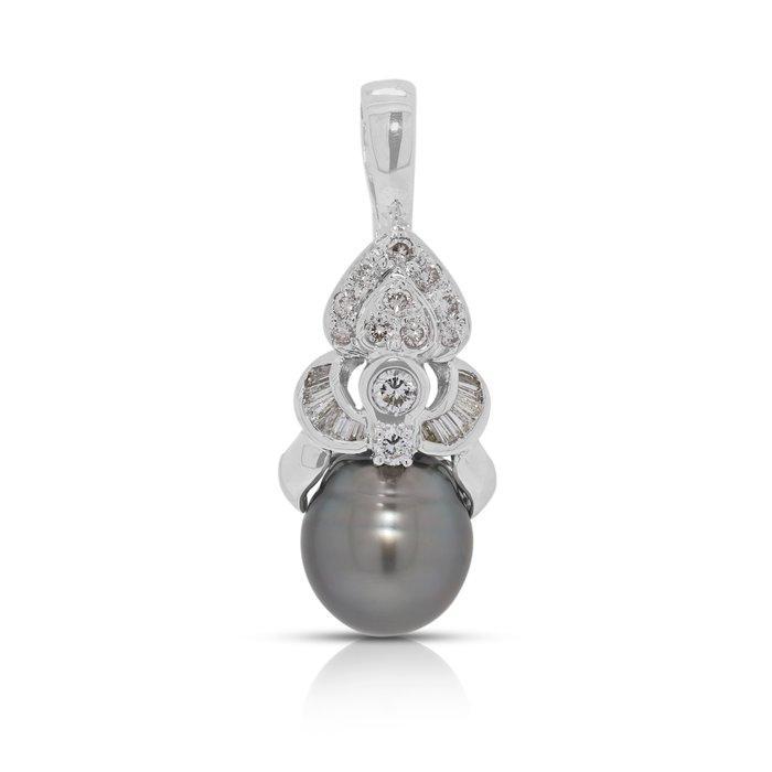 Hanger - 18 karaat Witgoud - 0.41ct. tw. Parel - Diamant, Sieraden, Tassen en Uiterlijk, Antieke sieraden