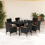 vidaXL 7-delige Tuinset met kussens poly rattan en, Tuin en Terras, Tuinsets en Loungesets, 6 zitplaatsen, Nieuw, Tuinset, Verzenden