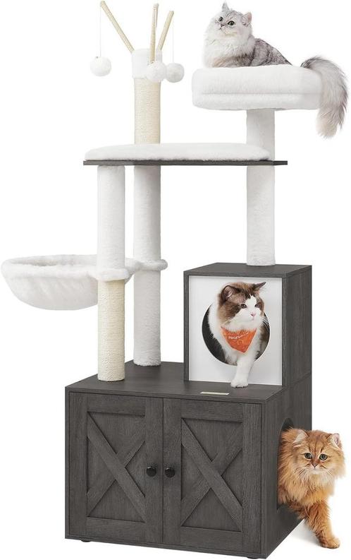Krabmeubel - Kattenbak kast - Sisal palen - Mist grijs, Dieren en Toebehoren, Katten-accessoires, Nieuw, Ophalen of Verzenden