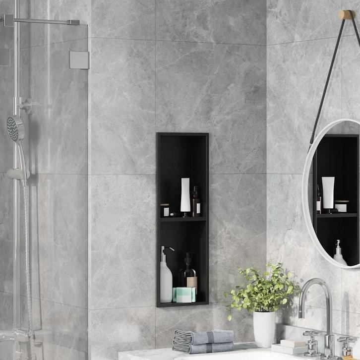vidaXL Douche Niche Zwart 60 x 20 x 9.5 cm Roestvrij staal, Doe-het-zelf en Verbouw, Sanitair, Nieuw, Verzenden