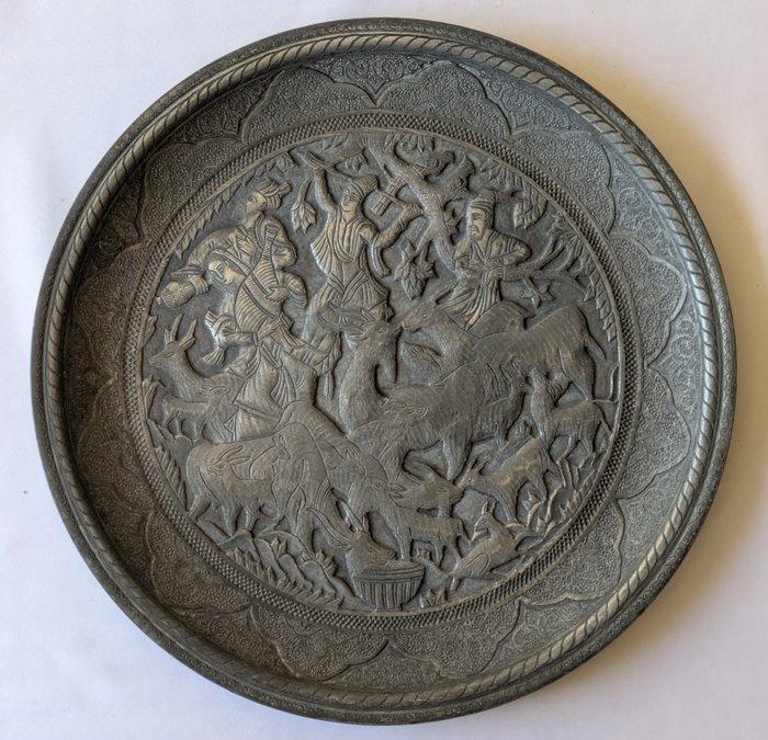 Qajaar-stijl bord - Koper - Midden-Oosten - 20e eeuw, Antiek en Kunst, Kunst | Niet-Westerse kunst