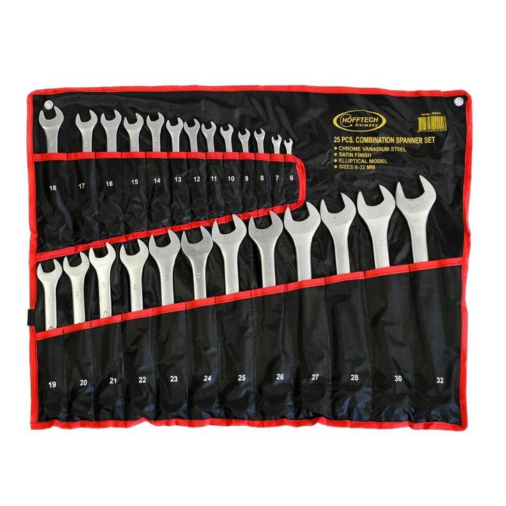 Hofftech Steeksleutelset - 25-delig - Chroom Vanadium - 6..., Doe-het-zelf en Verbouw, Gereedschap | Handgereedschap, Nieuw, Ophalen of Verzenden