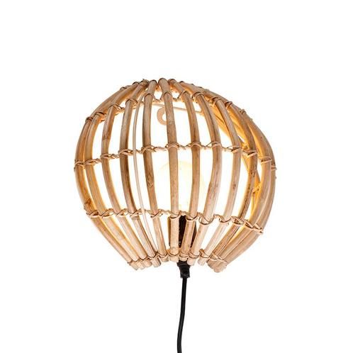Landelijke wandlamp bamboe half rond - Canna, Huis en Inrichting, Lampen | Wandlampen, Nieuw