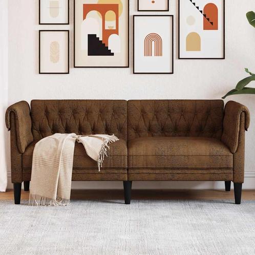 vidaXL Tweezitsbank Chesterfield-stijl stof bruin, Huis en Inrichting, Banken | Bankstellen, Nieuw, Stof, Tweepersoons, Verzenden