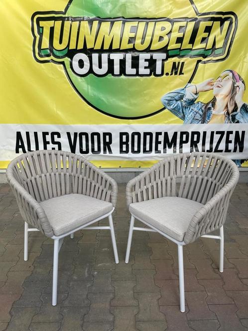 Dining tuinstoel beige rope, Tuin en Terras, Tuinstoelen, Zo goed als nieuw, Stapelbaar, Aluminium, Ophalen