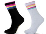 2 Paar meisjes sokken - Glitter-Strepen - Zwart/Grijs, Nieuw, Verzenden