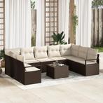vidaXL 9-delige Tuinbankenset met kussens poly rattan grijs, Verzenden, Nieuw, Rotan