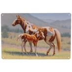 Metalen Plaatje - Paard Western Paint met Veulen - 20x30cm N, Ophalen of Verzenden, Nieuw