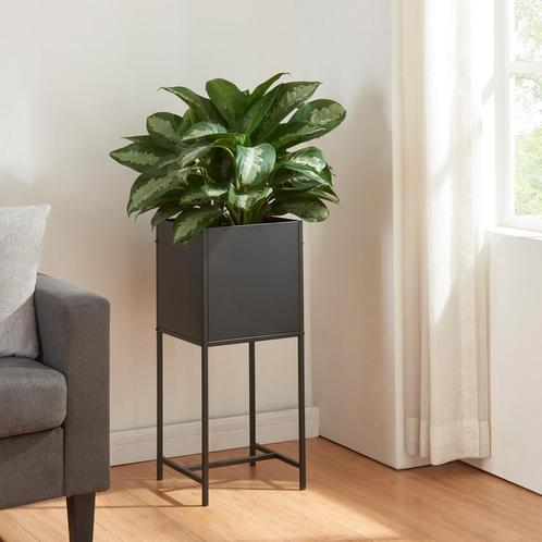 [en.casa] Plantenstandaard Porsgrunn 70x30x30 cm zwart, Tuin en Terras, Bloembakken en Plantenbakken, Nieuw, Verzenden