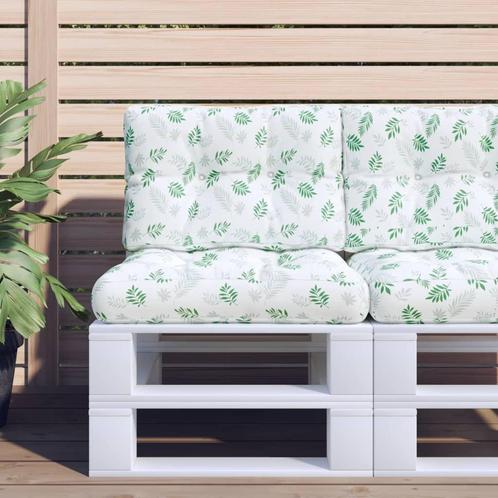 vidaXL Palletkussens 2 st stof bladpatroon, Huis en Inrichting, Woonaccessoires | Kussens, Groen, Nieuw, Verzenden