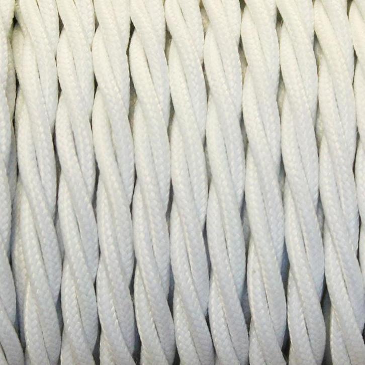 Wit Gevlochten Strijkijzersnoer met stekker en schakelaar, Doe-het-zelf en Verbouw, Elektra en Kabels, Ophalen of Verzenden