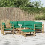 vidaXL 8-delige Loungeset met kussens bamboe groen, Verzenden, Nieuw, Hout, Loungeset