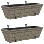 2x Poly Rattan Plantenbakken Grijs | OP = OP | Duurzaam, Minder dan 30 cm, Nieuw, Ophalen of Verzenden, 60 tot 100 cm